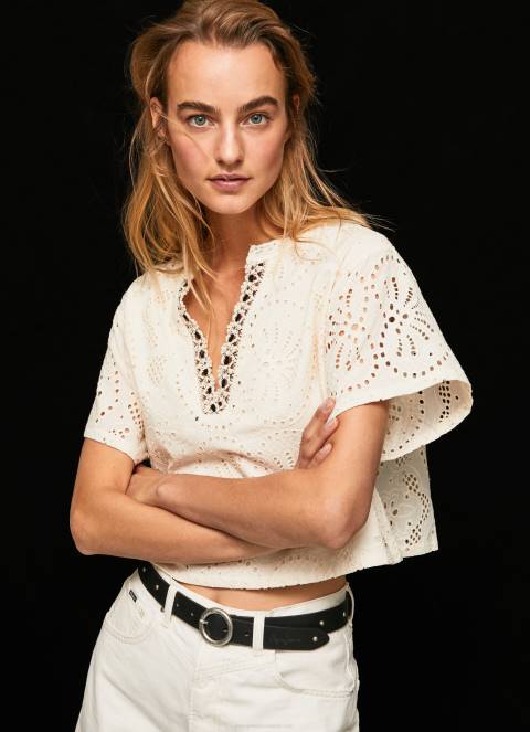 žene mlaćenica bluza s ukrasnim ažurnim detaljima Pepe Jeans JZ8H327