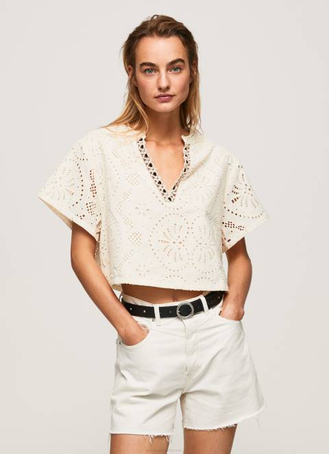 žene mlaćenica bluza s ukrasnim ažurnim detaljima Pepe Jeans JZ8H327