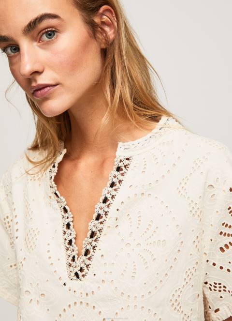 žene mlaćenica bluza s ukrasnim ažurnim detaljima Pepe Jeans JZ8H327