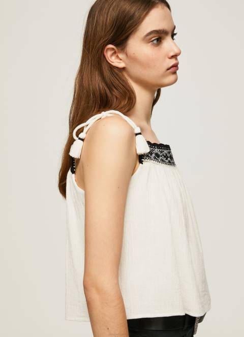 žene mousse pamučni top s heklanim detaljima Pepe Jeans JZ8H335