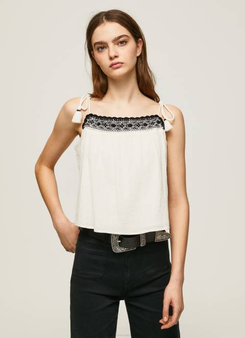 žene mousse pamučni top s heklanim detaljima Pepe Jeans JZ8H335