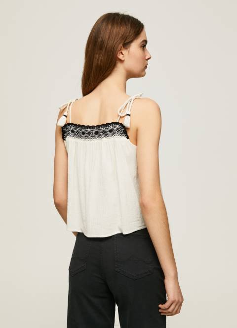 žene mousse pamučni top s heklanim detaljima Pepe Jeans JZ8H335