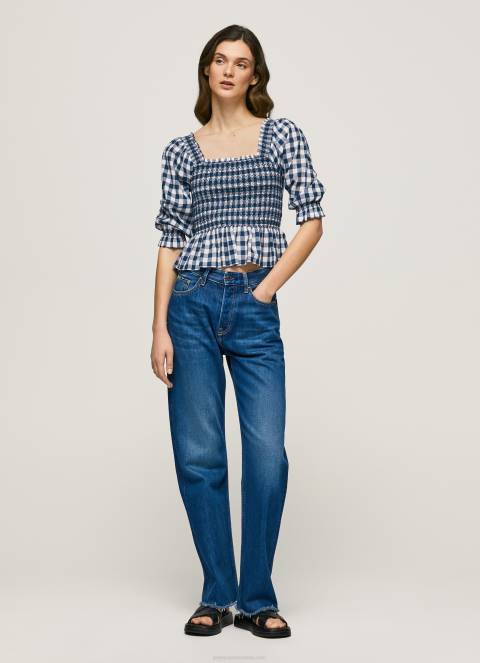 žene multi kockasti print skraćeni pripijeni gornji dio Pepe Jeans JZ8H370