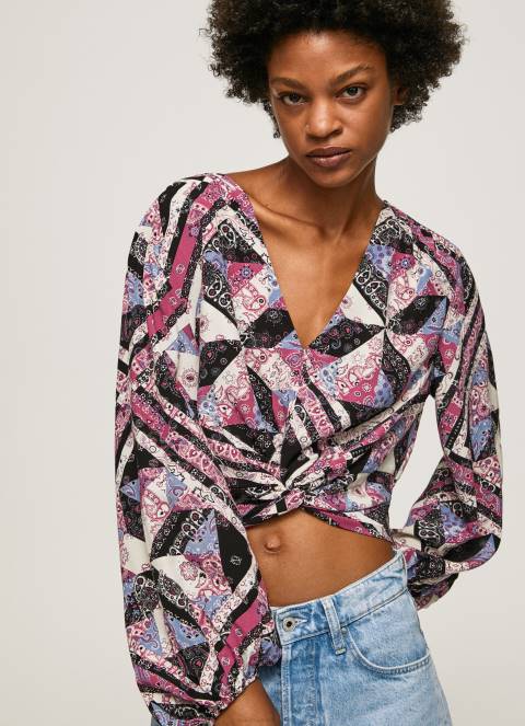 žene multi skraćeni pripijeni top s printom paisley Pepe Jeans JZ8H377