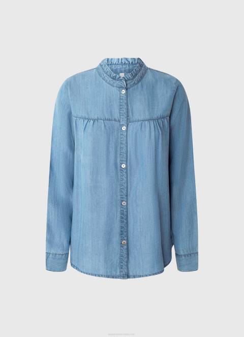 žene plava košulja uobičajenog kroja s mao ovratnikom Pepe Jeans JZ8H351