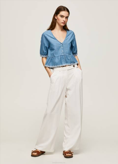 žene plava traper bluza s v-izrezom Pepe Jeans JZ8H369