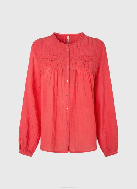 žene studio crvena ažur plisirana bluza Pepe Jeans JZ8H321