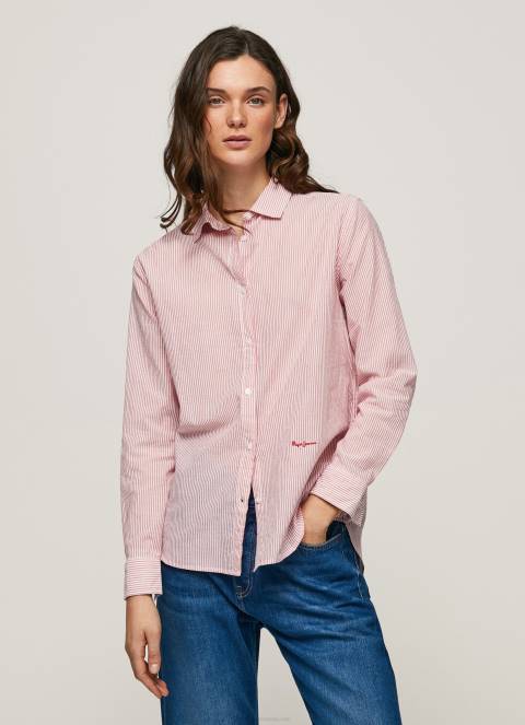 žene studio crvena prugasta pamučna voile košulja Pepe Jeans JZ8H348