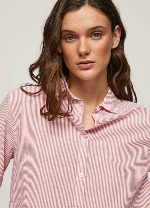 žene studio crvena prugasta pamučna voile košulja Pepe Jeans JZ8H348