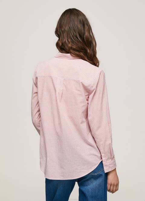 žene studio crvena prugasta pamučna voile košulja Pepe Jeans JZ8H348