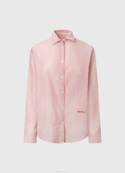 žene studio crvena prugasta pamučna voile košulja Pepe Jeans JZ8H348