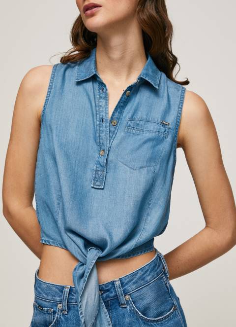 žene traper redovna košulja bez rukava Pepe Jeans JZ8H368