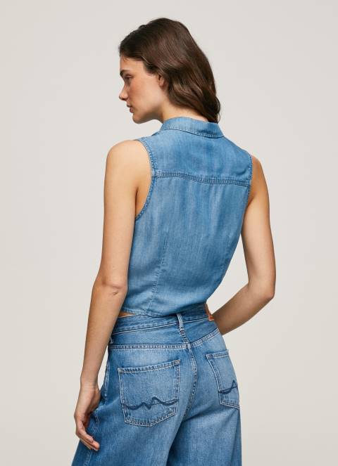 žene traper redovna košulja bez rukava Pepe Jeans JZ8H368