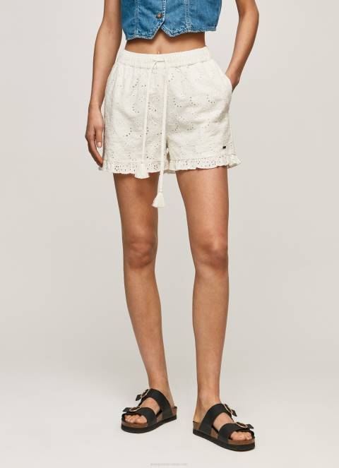 žene bijela pamučne kratke hlače s otvorenim detaljima Pepe Jeans JZ8H534