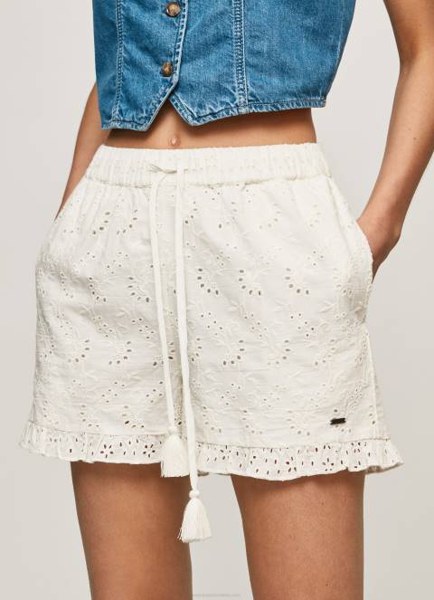 žene bijela pamučne kratke hlače s otvorenim detaljima Pepe Jeans JZ8H534