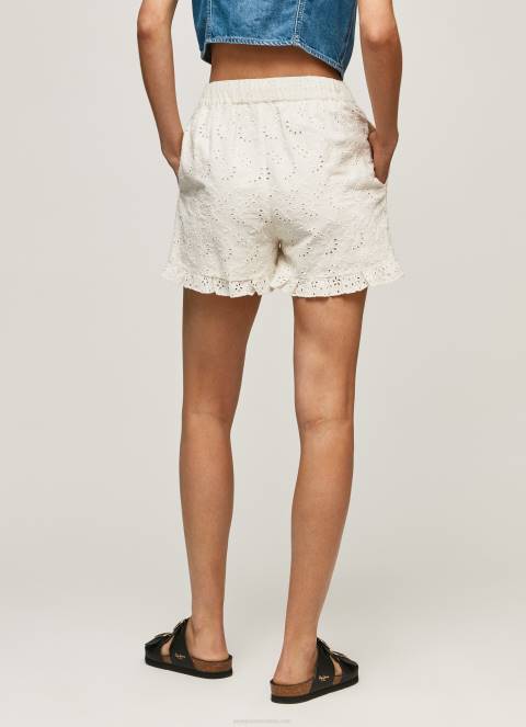 žene bijela pamučne kratke hlače s otvorenim detaljima Pepe Jeans JZ8H534