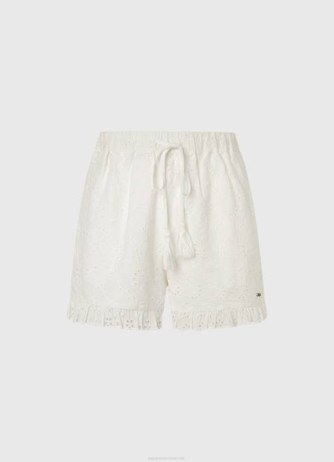 žene bijela pamučne kratke hlače s otvorenim detaljima Pepe Jeans JZ8H534