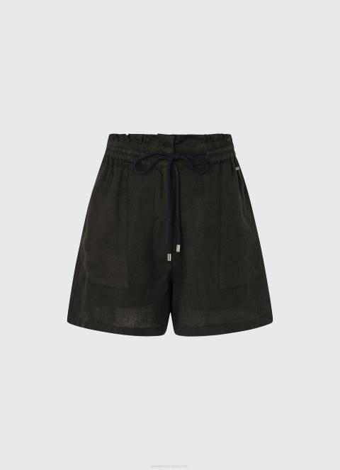 žene crno papirnate vrećice lanene kratke hlače Pepe Jeans JZ8H489