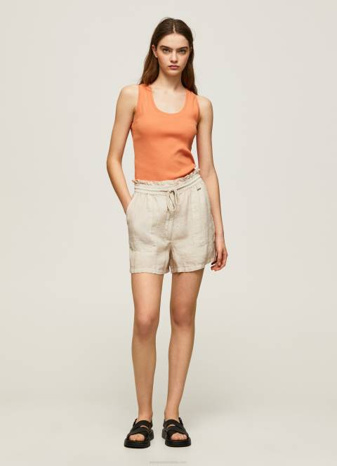 žene kamen papirnate vrećice lanene kratke hlače Pepe Jeans JZ8H490