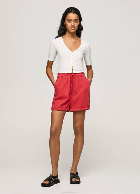 žene studio crvena kratke hlače za papirnatu vrećicu Pepe Jeans JZ8H533