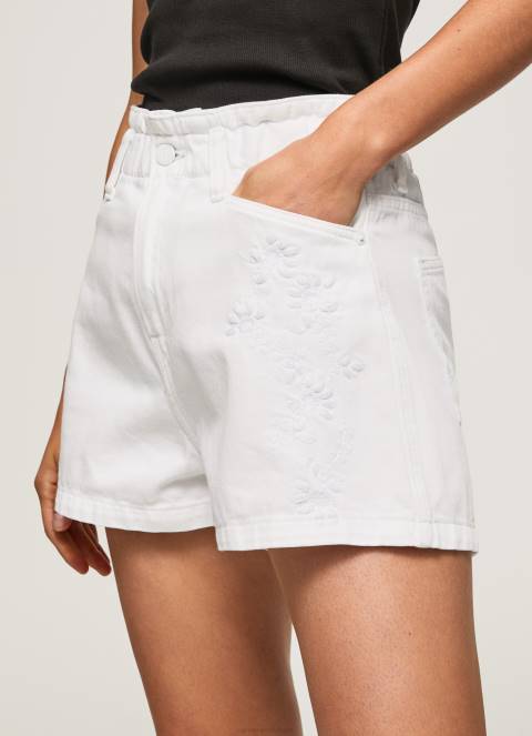 žene traper kratke traper hlače s izvezenim cvjetovima Pepe Jeans JZ8H512