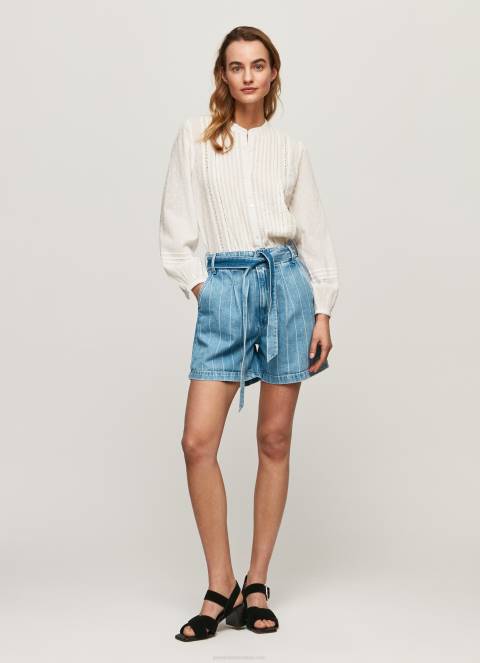 žene traper kratke traper hlače s prugastim printom Pepe Jeans JZ8H478