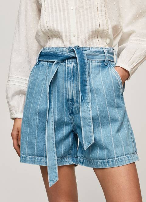 žene traper kratke traper hlače s prugastim printom Pepe Jeans JZ8H478