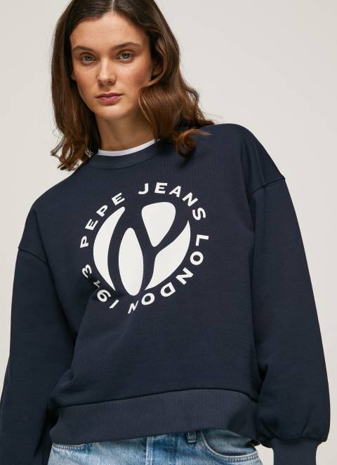 žene dulwich pamučni džemper s okruglim logotipom Pepe Jeans JZ8H279