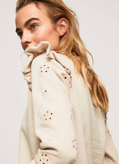 žene polirati pamučni džemper s volanima Pepe Jeans JZ8H284