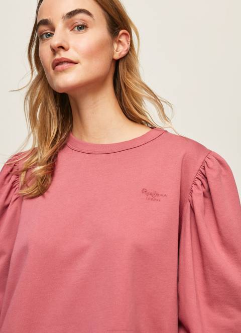 žene tamno rumenilo pamučni džemper s izvezenim logotipom Pepe Jeans JZ8H278