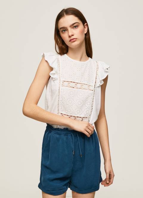 žene bijela košulja s otvorenim detaljima Pepe Jeans JZ8H437