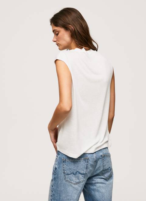 žene bijela majica kratkih rukava s rukavima s logotipom Pepe Jeans JZ8H418