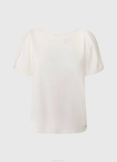 žene bijela majica s mramoriranim ovratnikom Pepe Jeans JZ8H452