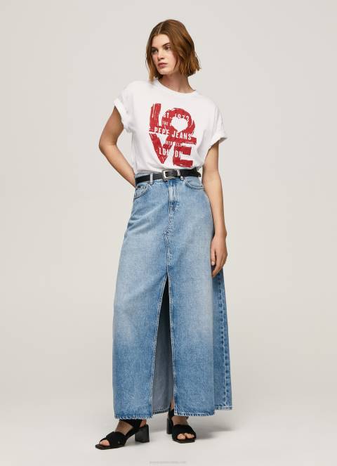 žene bijela majica s printom ljubavnog logotipa Pepe Jeans JZ8H396