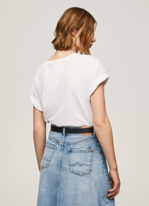 žene bijela majica s printom ljubavnog logotipa Pepe Jeans JZ8H396