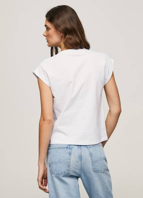 žene bijela majica s printom union jack Pepe Jeans JZ8H415