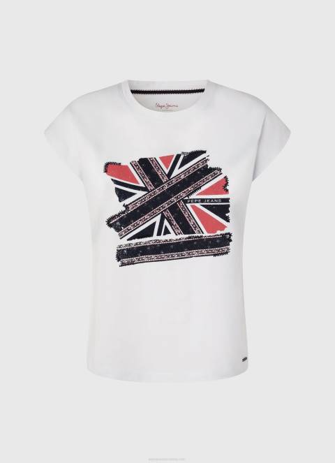 žene bijela majica s printom union jack Pepe Jeans JZ8H415