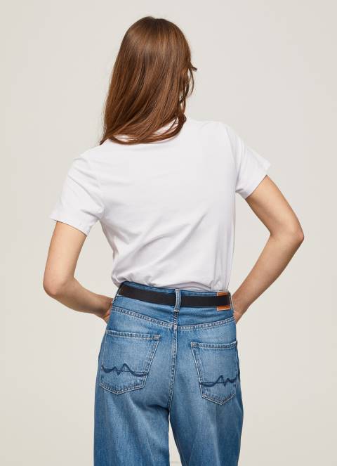 žene bijela pamučna majica kratkih rukava Pepe Jeans JZ8H420