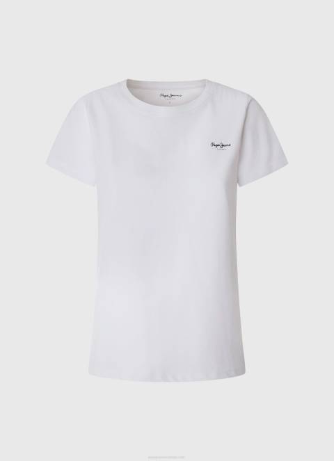 žene bijela pamučna majica kratkih rukava Pepe Jeans JZ8H420