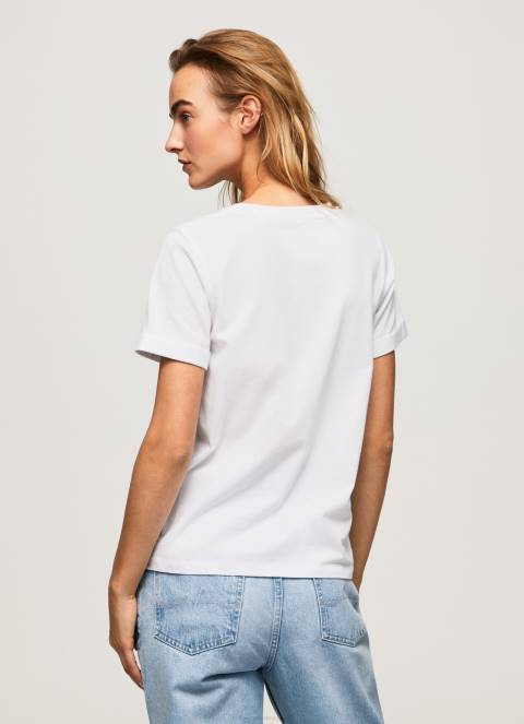 žene bijela pamučna majica s gradijentnim logotipom Pepe Jeans JZ8H421