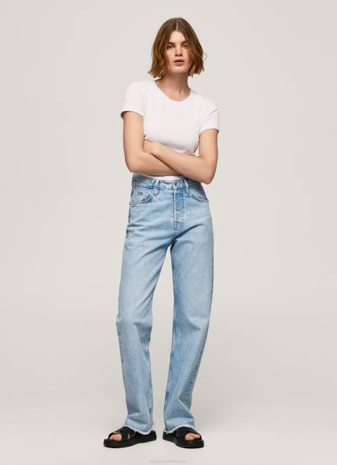 žene bijela pamučna majica s logom Pepe Jeans JZ8H404