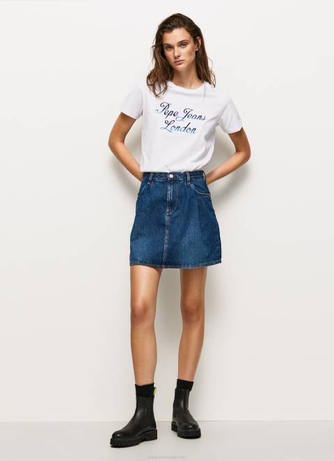 žene bijela pamučna majica s otisnutim logotipom Pepe Jeans JZ8H411