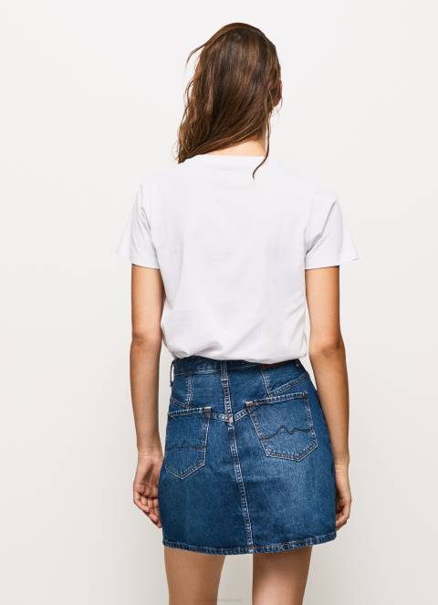 žene bijela pamučna majica s otisnutim logotipom Pepe Jeans JZ8H411