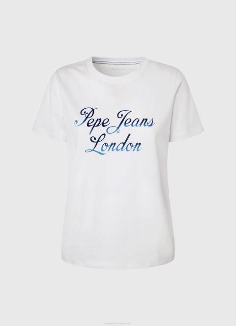 žene bijela pamučna majica s otisnutim logotipom Pepe Jeans JZ8H411