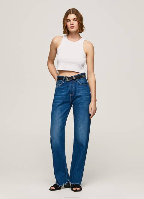 žene bijela rebrasta majica s rukavima s otvorom za ruke Pepe Jeans JZ8H423