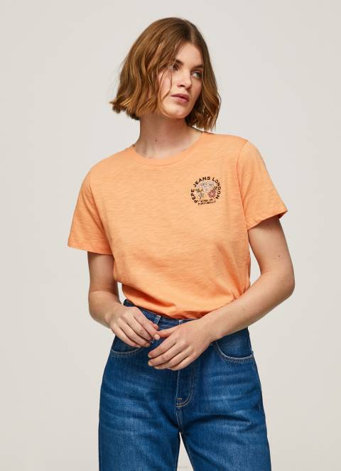 žene breskva majica s printom logotipa Pepe Jeans JZ8H394