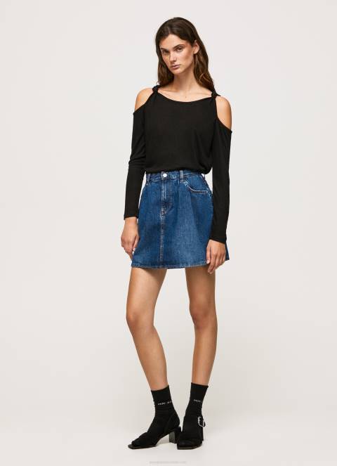 žene crno majica dugih rukava s naramenicama Pepe Jeans JZ8H399