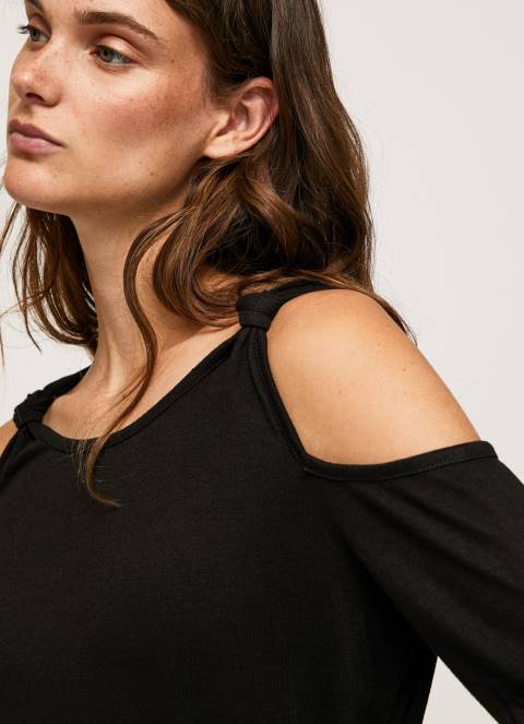 žene crno majica dugih rukava s naramenicama Pepe Jeans JZ8H399