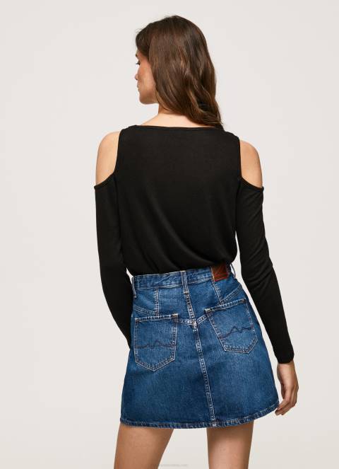 žene crno majica dugih rukava s naramenicama Pepe Jeans JZ8H399
