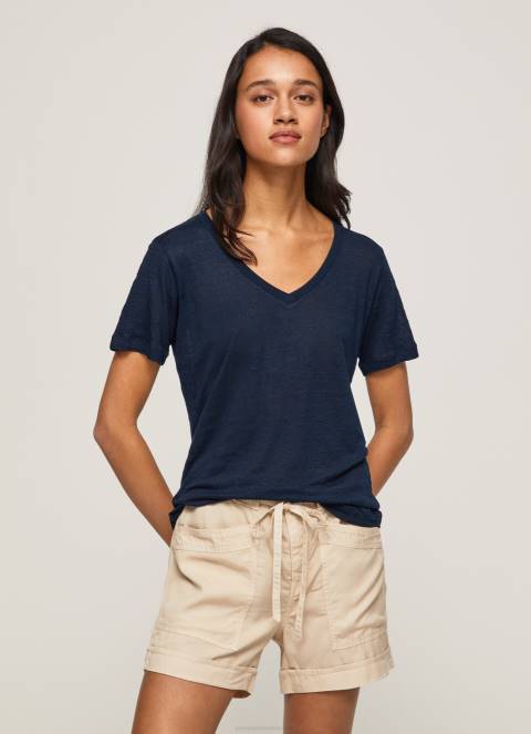 žene dulwich lanena majica s v-izrezom Pepe Jeans JZ8H467